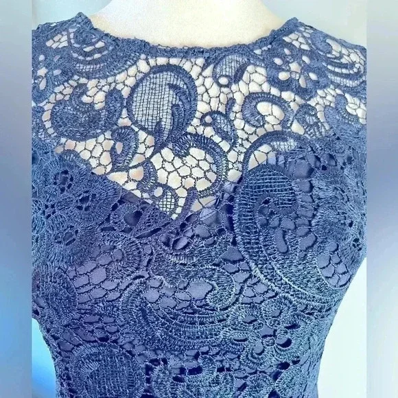 Alythea BACKLESS Royal Lace navy cocktail dress EUC - Picture 2 of 6
